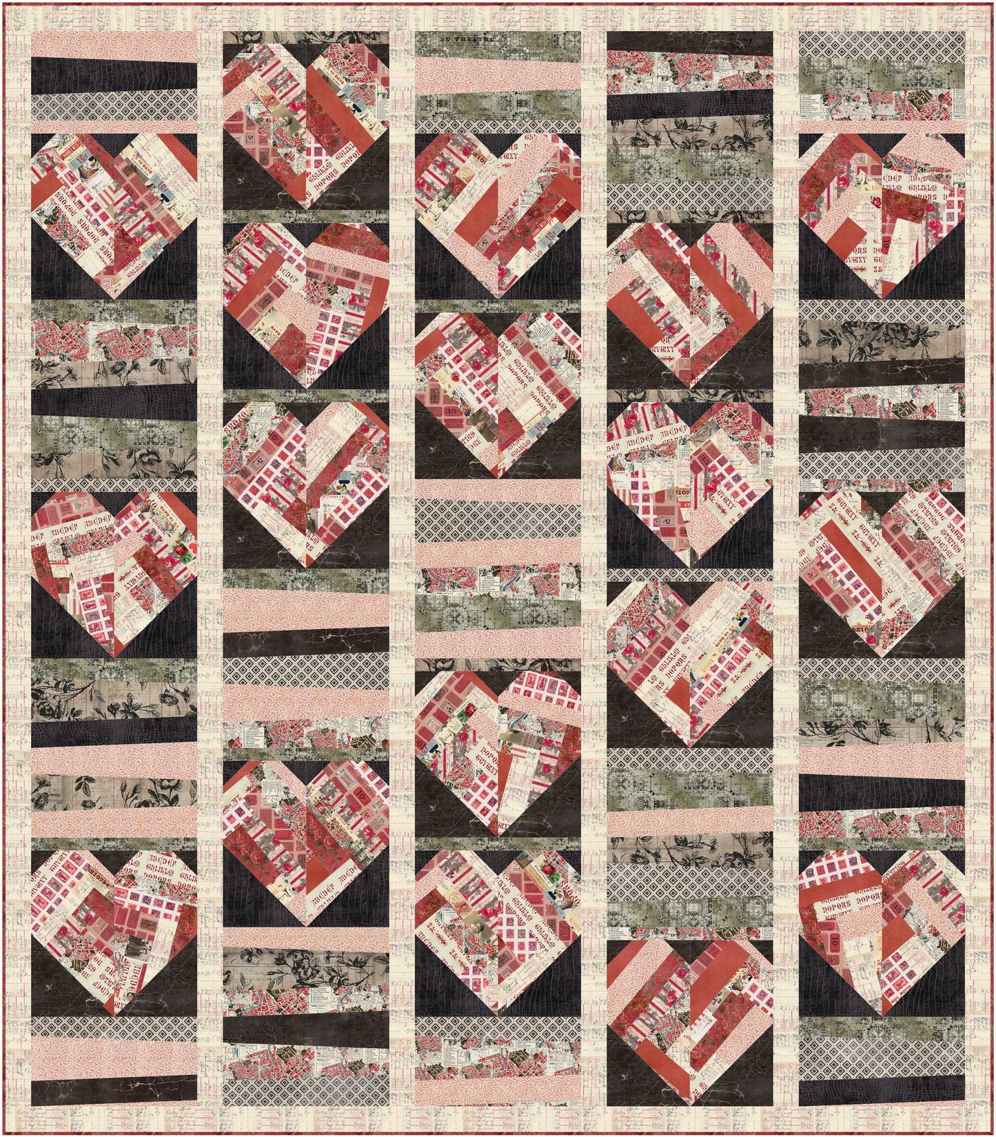 Country Hearts Pattern - Featuring Red Palette by Tim Holtz Free Download