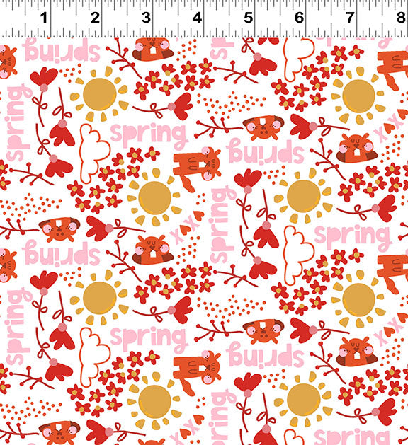 Hello Spring Groundhogs Y4276-1 White by Meags & Me for Clothworks