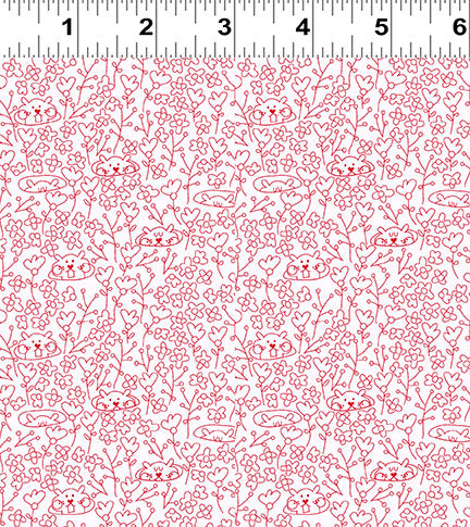 Fat Quarter Hello Spring Digital Linework Y4278-4 Light Red