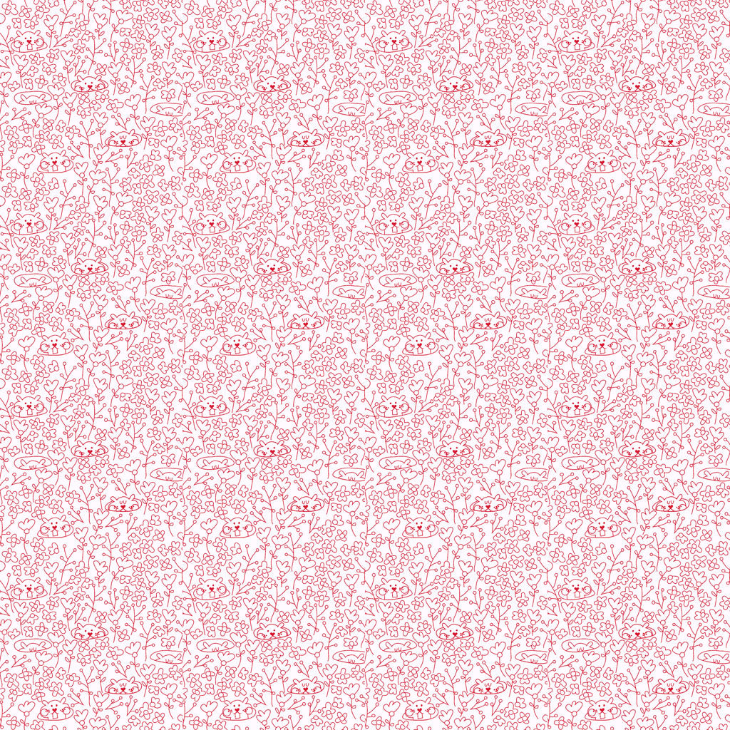 Fat Quarter Hello Spring Digital Linework Y4278-4 Light Red