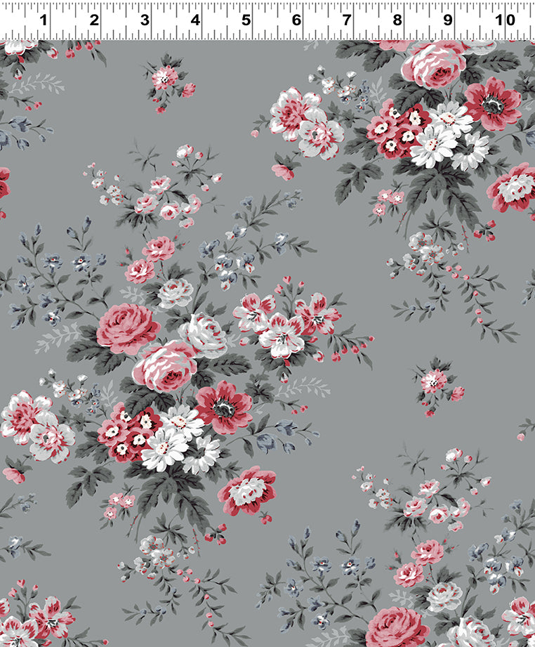Audrey Antique Bouquet Y4304-6 Gray by Clothworks
