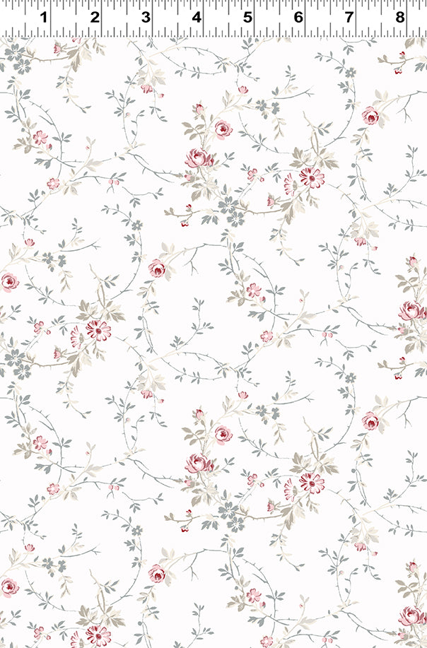 Audrey Dainty Vine Y4306-1 White by Clothworks