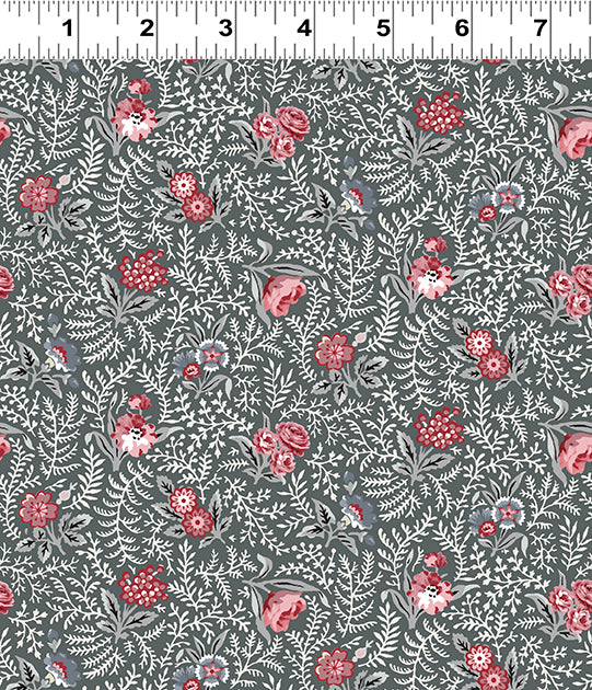 Audrey Packed Floral Y4307-7 Dark Gray White by Clothworks