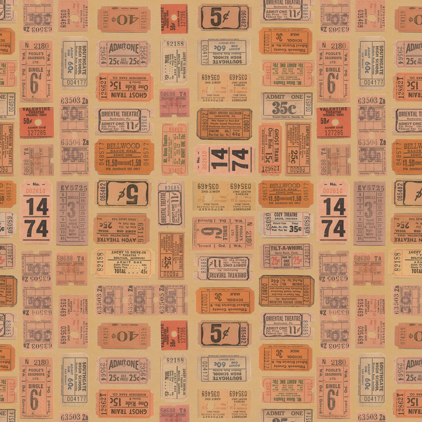 Orange - Tickets by Tim Holtz Palette Orange for Free Spirit