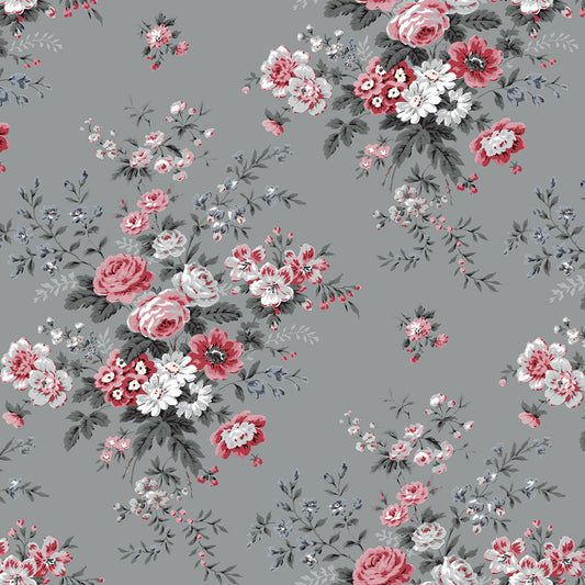 Audrey Antique Bouquet Y4304-6 Gray by Clothworks